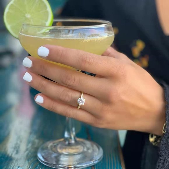 Cubic Zirconia/Stirling Silver Gold Engagement Ring Size 6.5 - Picture 9 of 10